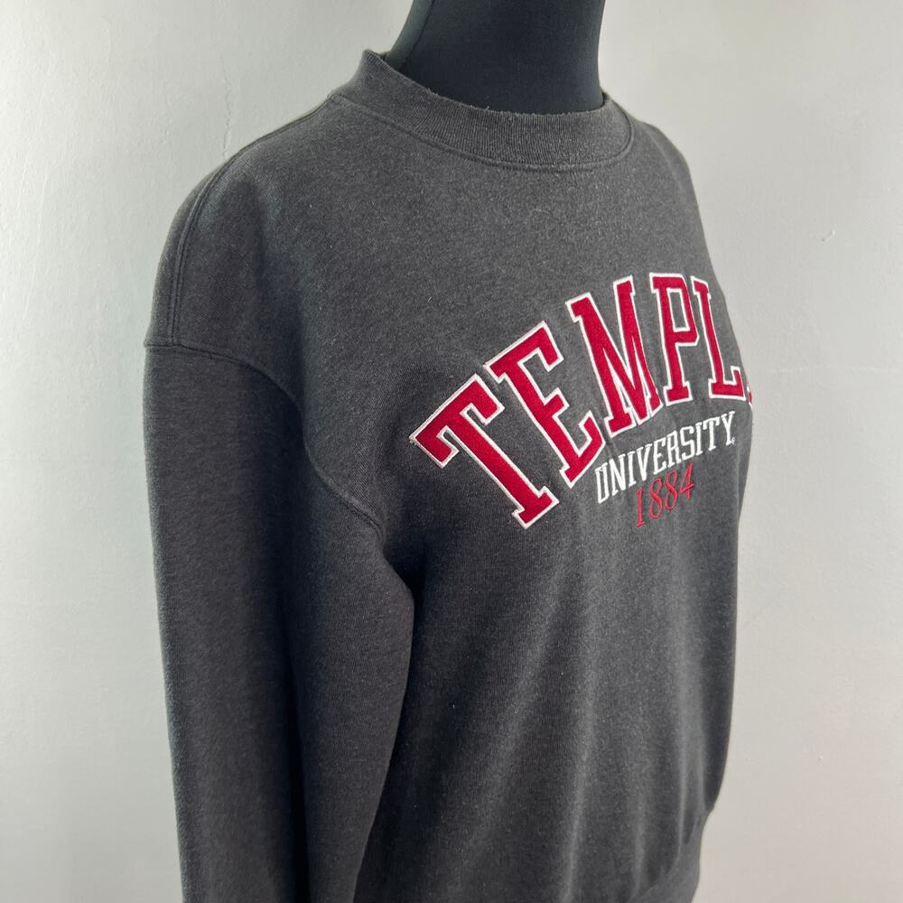 JanSport Temple University 1884 Gray Sweatshirt Cotton Crew Pullover Sz S Small - Picture 4 of 8